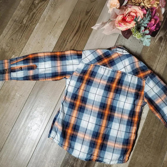 Route 66 Boys Plaid Button Down Shirt Blue Orange White Size Small 6/7 NWOT - Picture 13 of 15